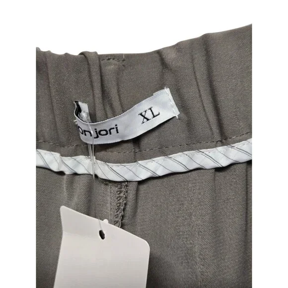 Tronjori Womens XL Taupe Wide Leg Palazzo Pants Pleated Boho Lagenlook Casual - Picture 6 of 8